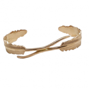 Ladies Silver Feather Bangle with Rose Gold Plating