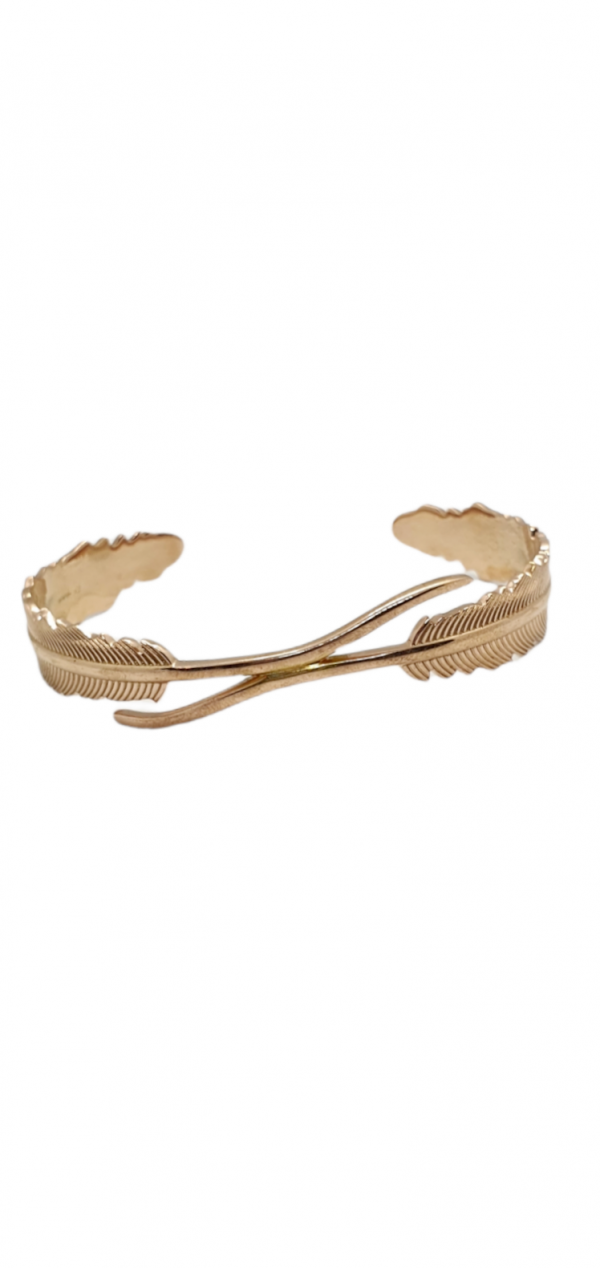 Ladies Silver Feather Bangle with Rose Gold Plating