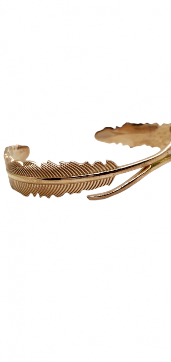 Ladies Silver Feather Bangle with Rose Gold Plating