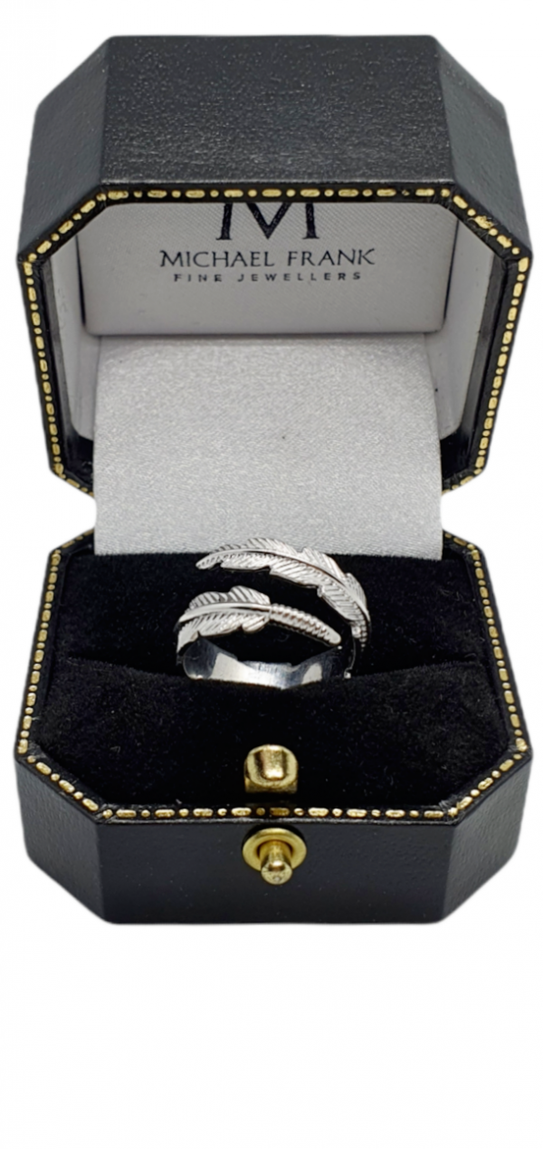 Ladies Silver Feather Ring