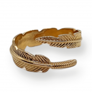 Ladies Silver Feather Ring with Rose Gold Plating