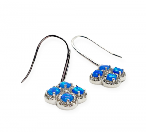 Ladies Silver Pendant & Earrings set with Synthetic Blue Opals