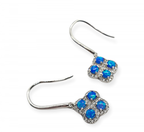 Ladies Silver Pendant & Earrings set with Synthetic Blue Opals