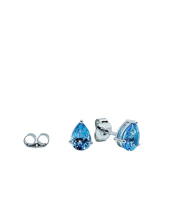Silver Blue Topaz Pear Cut Pendant and Earring Set