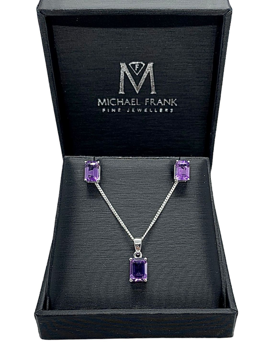 Amethyst necklace and earring set silver sale