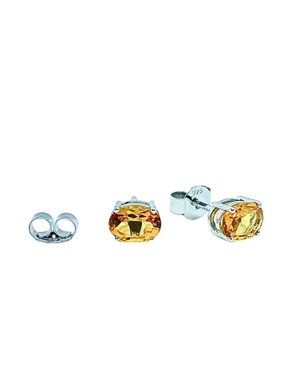 Silver Citrine Oval Cut Pendant and Earring Set