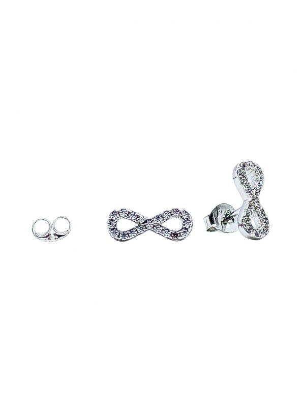 Sterling Silver Cubic Zirconia Infinity Symbol Pendant and Earring Set