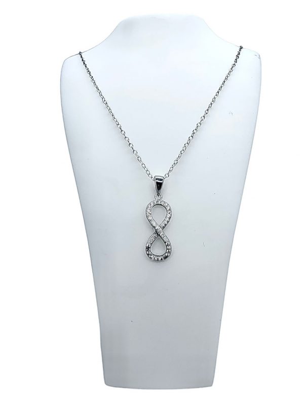 Sterling Silver Cubic Zirconia Infinity Symbol Pendant and Earring Set
