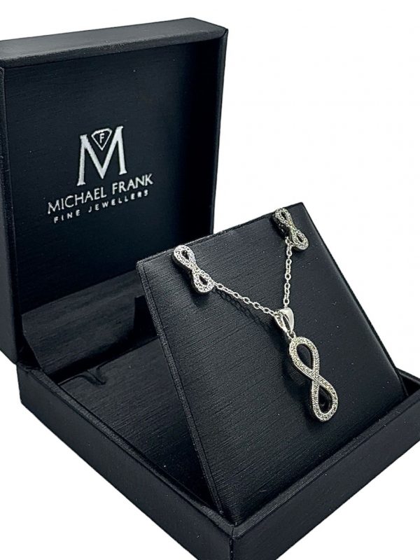 Sterling Silver Cubic Zirconia Infinity Symbol Pendant and Earring Set