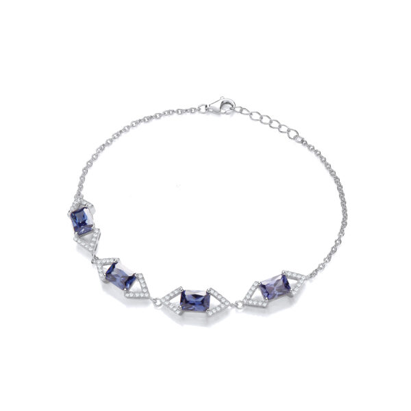Tanzanite & Clear CZs Ladies Silver Bracelet