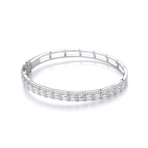 Silver Baguette & Round Ladies Bangle