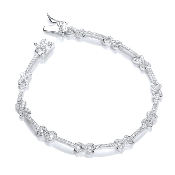 Micro Pave' Kisses Silver Bracelet
