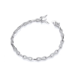 Ladies Infinity Style Tennis Silver Bracelet