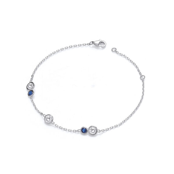 Silver Rubover Blue & Clear Ladies Bracelet
