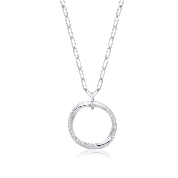 Silver Circle of Life Drop with Belcher Necklace