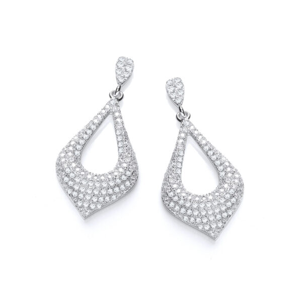 Silver Micro Pave' Fancy Cz Drop Earrings