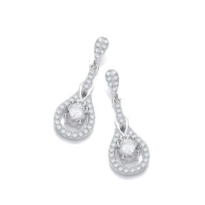 Silver Micro Pave' Teardrop Cz Earrings