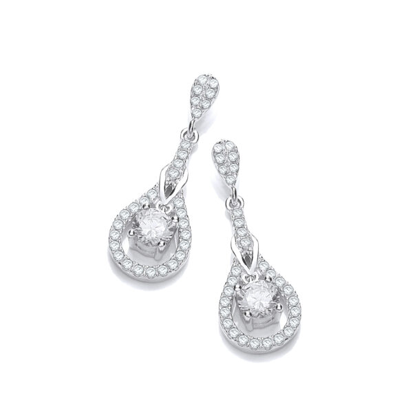 Silver Micro Pave' Teardrop Cz Earrings