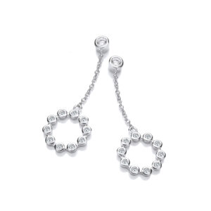 Rubover CZs Circle of Life Chain Drop Earrings