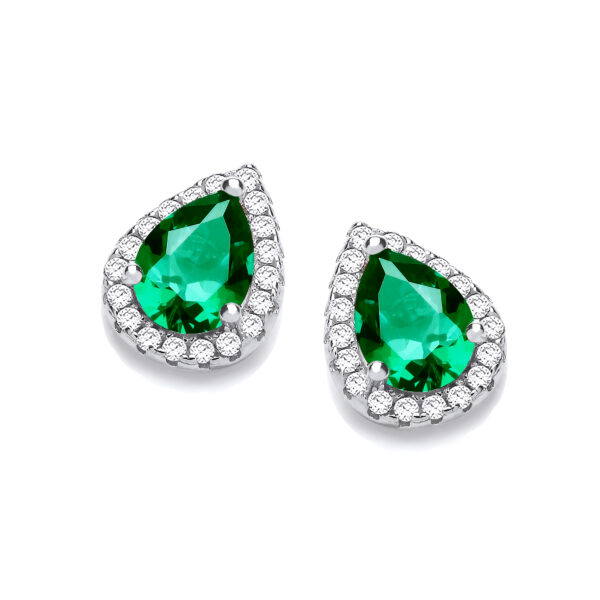 Teardrop Emerald Green Stud Earrings