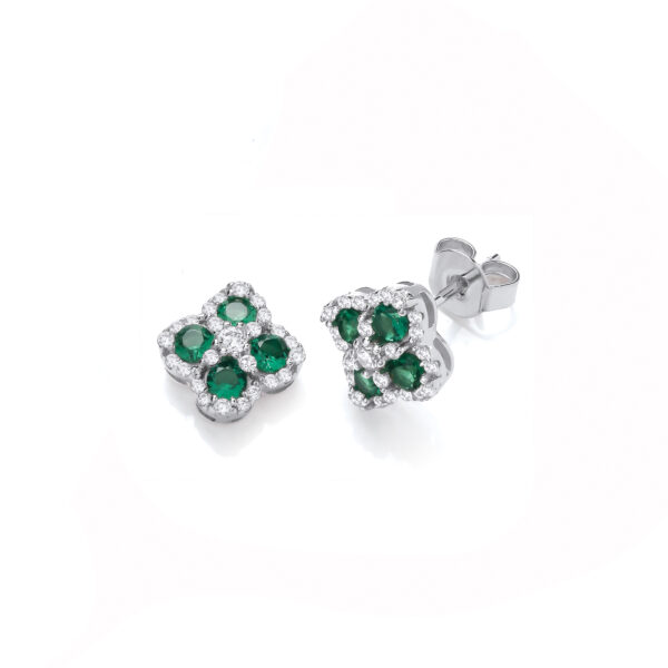Green Four Leaf Clover Stud Earrings