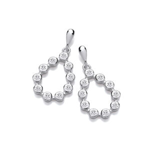 Silver Rubover Teardrop Earrings