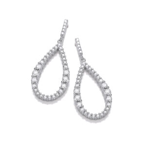 Silver Teardrop Long Earrings