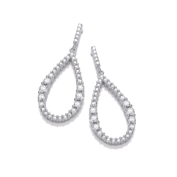 Silver Teardrop Long Earrings