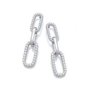 Silver Micro Pave Cz Drop Earrings