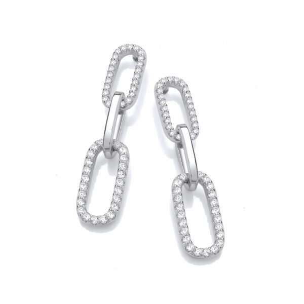 Silver Micro Pave Cz Drop Earrings