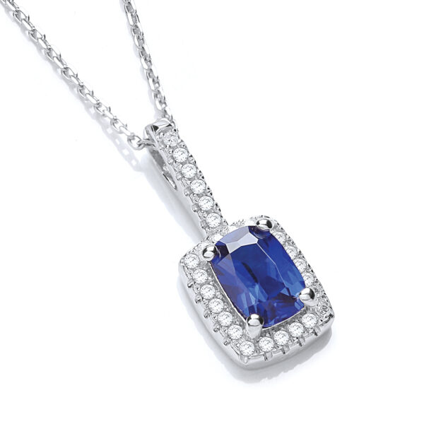 Silver Micro Pave' Fancy Pendant Blue Small Cz