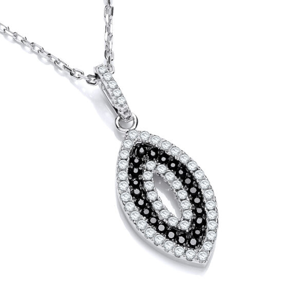 Micro Pave' Black & White CZ Drop Pendant