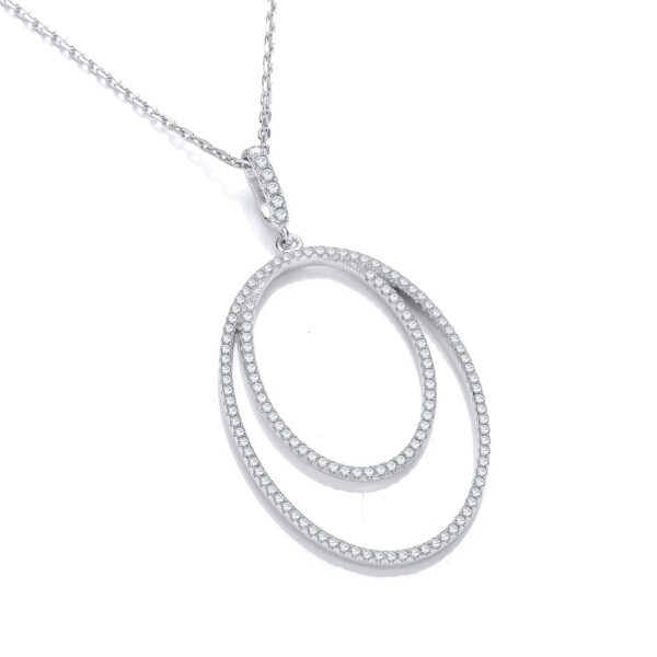 Micro Pave' Oval Double Row Cz Pendant