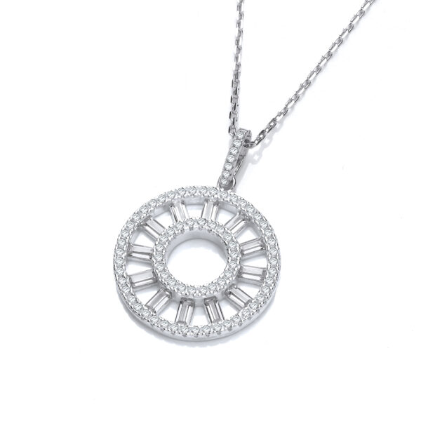 Circle of Life Round & Baguette Cz Pendant