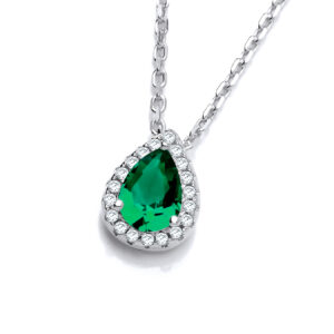 Emerald Green Cz Pendant with Chain