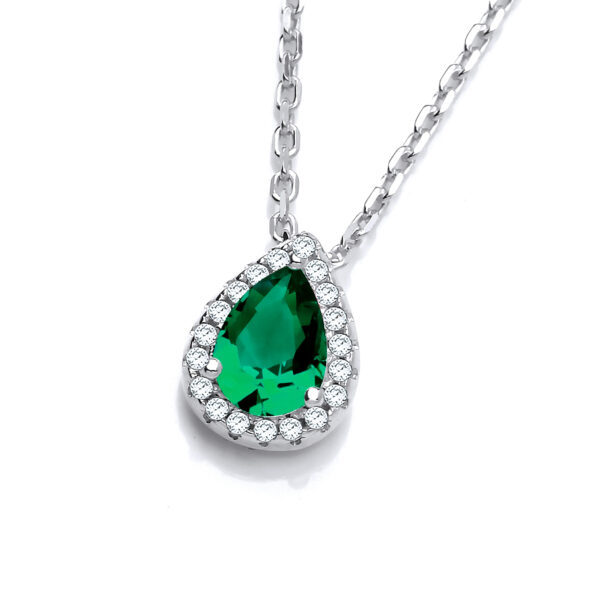 Emerald Green Cz Pendant with Chain