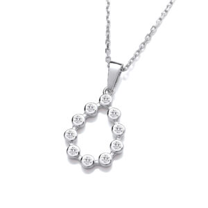 Silver Rubover Teardrop Pendant with Chain
