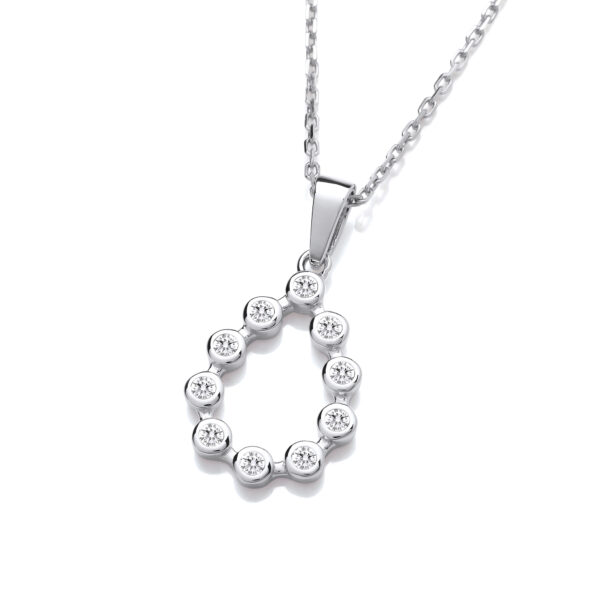 Silver Rubover Teardrop Pendant with Chain