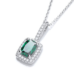 Silver Fancy Pendant Green Small Cz with 18" Chain