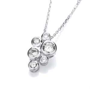 Silver Timeless Rubover set CZs Pendant with Chain